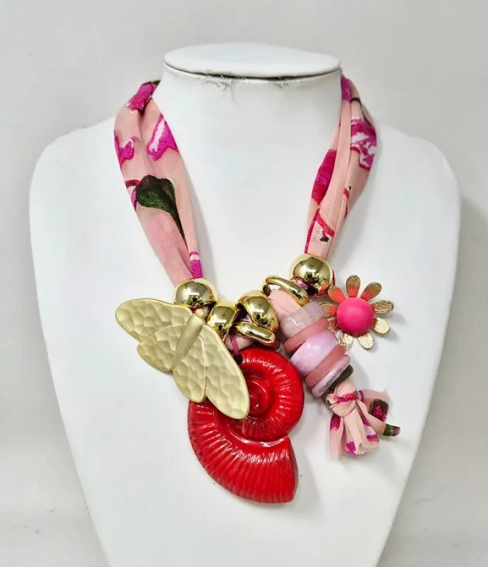 PINK NECKLACE SET ( 11401 GPK ) made by Oh My Jewelry