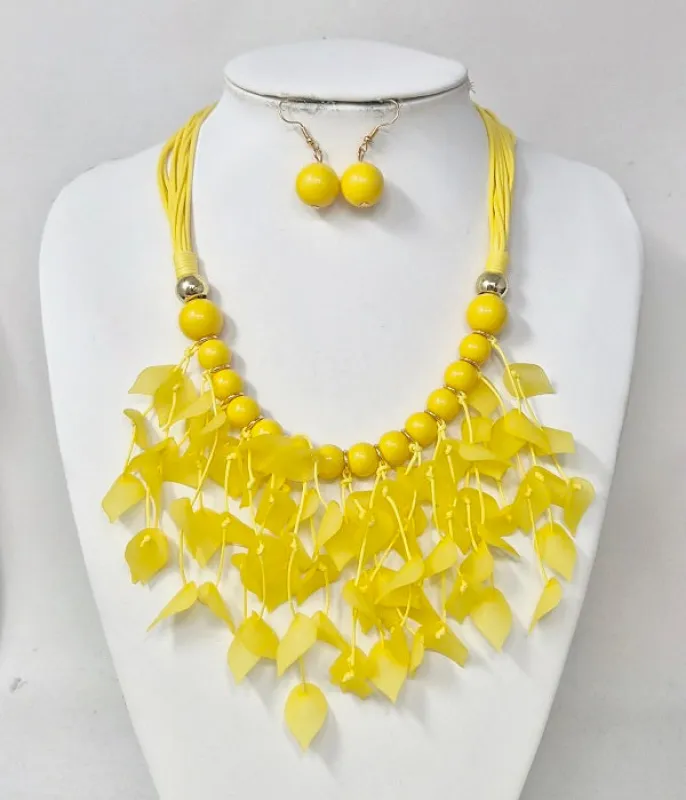 GOLD YELLOW NECKLACE SET ( 11389 GYE ) made by Oh My Jewelry