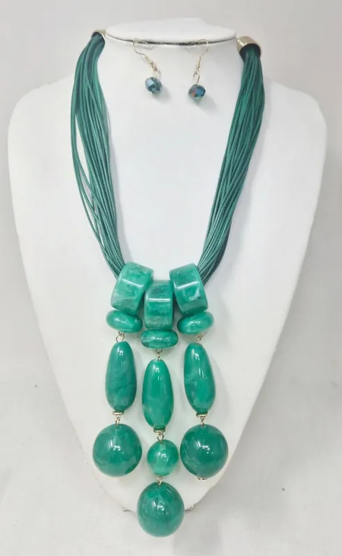 GOLD GREEN NECKLACE SET ( 11328 GGR ) made by Oh My Jewelry