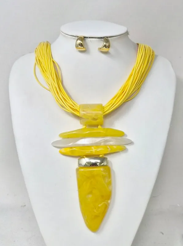 GOLD YELLOW NECKLACE SET ( 11323 GYE ) made by Oh My Jewelry