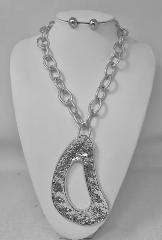 SILVER NECKLACE SET ( 11259 R ) made by Oh My Jewelry