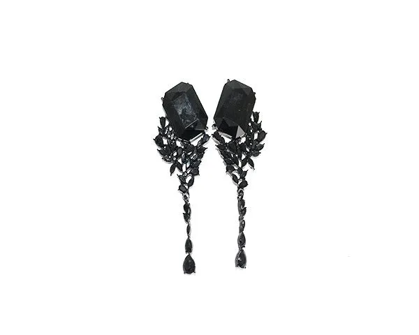 DANGLING BLACK EARRINGS ( 1973 BKJET ) sold by Oh My Jewelry