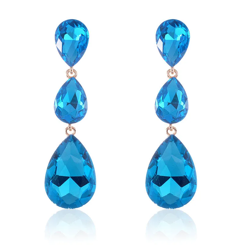 AQUA BLUE EARRINGS STONES ( 1419 AQ ) made by Oh My Jewelry