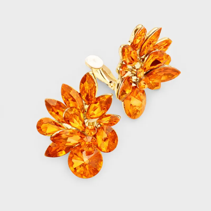 ORANGE CLIP ON EARRINGS ( 1272 ORG ) made by Oh My Jewelry