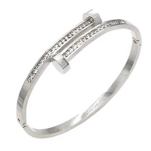 SILVER STAINLESS STEEL BANGLE ( 752 S ) sold by Oh My Jewelry