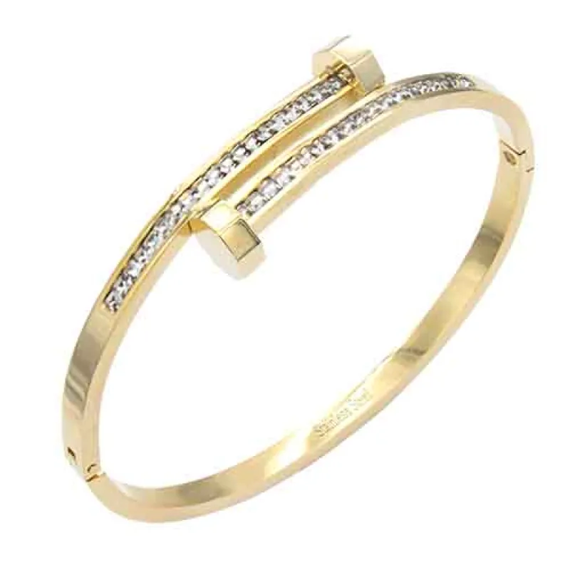GOLD STAINLESS STEEL BANGLE ( 752 GD ) made by Oh My Jewelry
