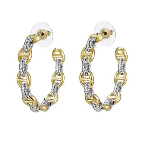 SILVER GOLD HOOP EARRINGS ( 8966 ) sold by Oh My Jewelry