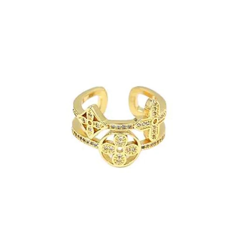 GOLD RING CLEAR STONES ( 2155 GD ) made by Oh My Jewelry
