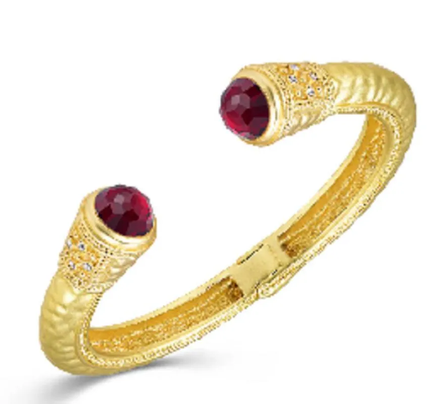 GOLD CUFF BANGLE RED STONES ( 1354 SI ) made by Oh My Jewelry