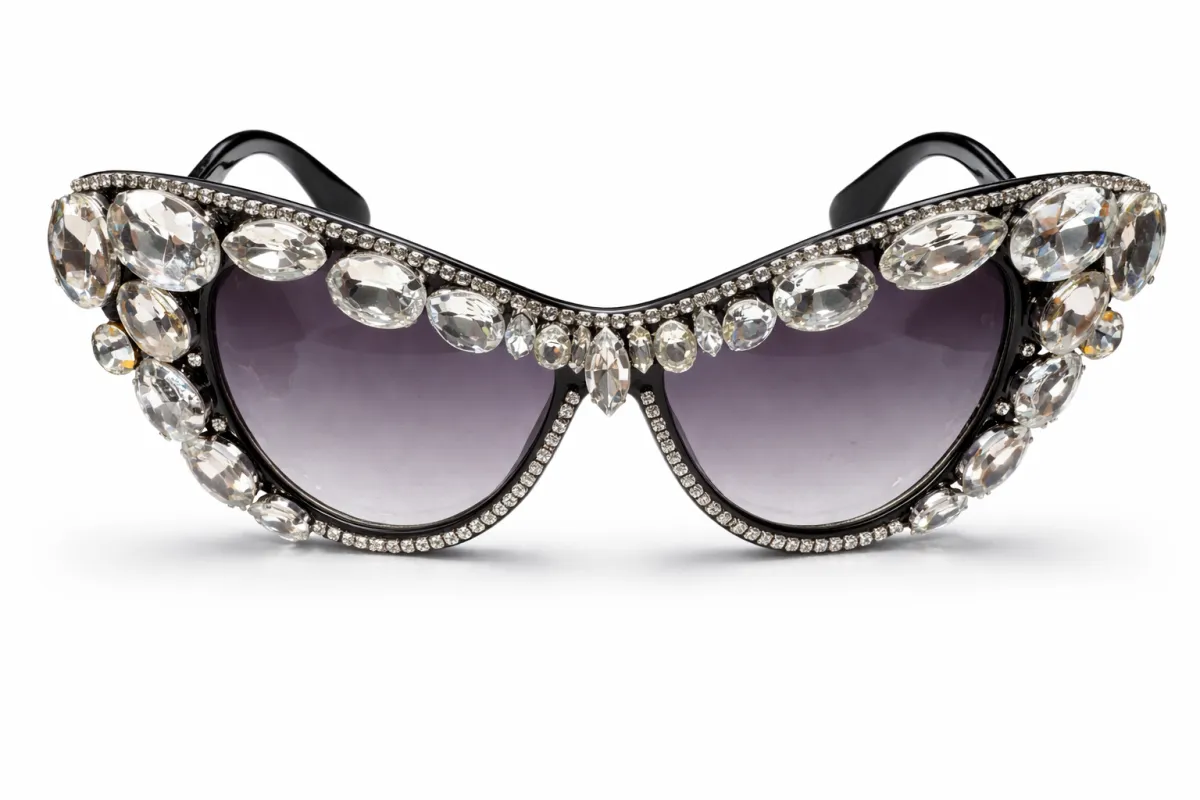 BLACK SUNGLASSES CLEAR STONES ( 08 2CRY ) made by Oh My Jewelry