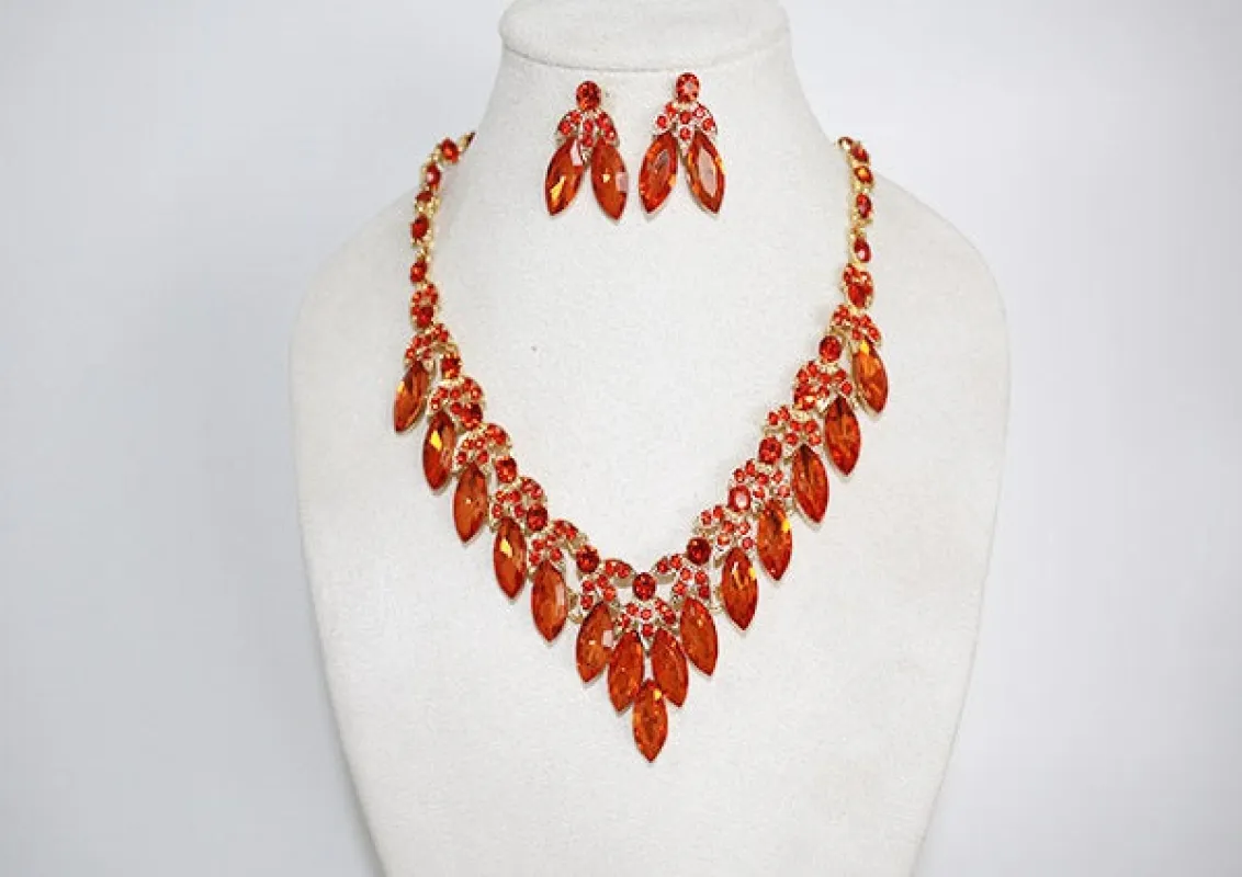 ORANGE NECKLACE SET ( 1069 GSUN ) made by Oh My Jewelry