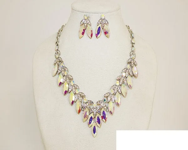 SILVER AB NECKLACE SET ( 1069 SAB ) sold by Oh My Jewelry