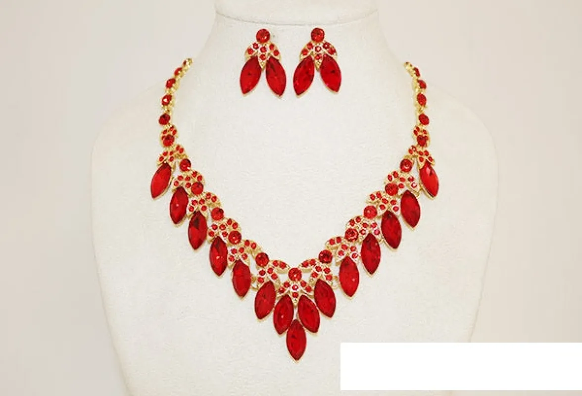 GOLD RED NECKLACE SET ( 1069 GLTSI ) made by Oh My Jewelry