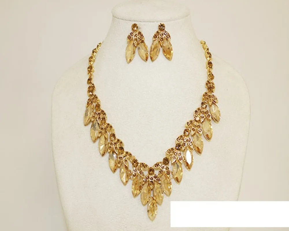 GOLD TOPAZ NECKLACE SET ( 1069 GLCT ) made by Oh My Jewelry