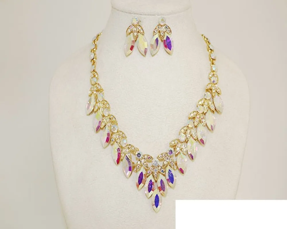 GOLD AB NECKLACE SET ( 1069 GAB ) made by Oh My Jewelry