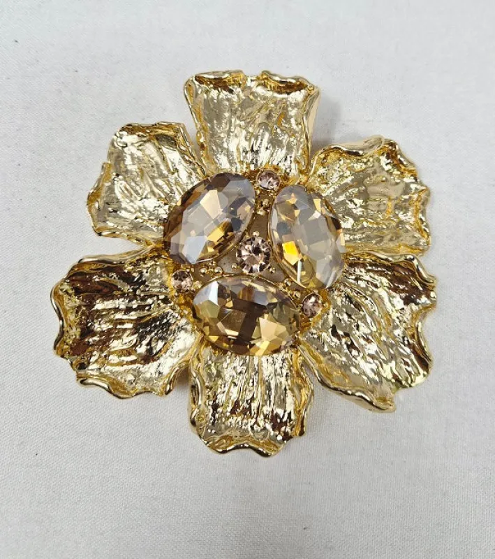 GOLD BROWN BROOCH ( 10036 GBR ) made by Oh My Jewelry