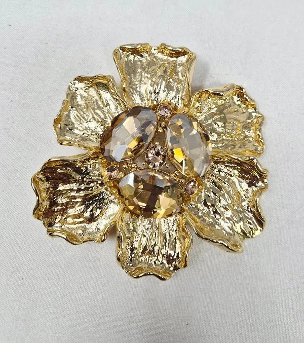GOLD BROWN BROOCH ( 10036 GBR ) sold by Oh My Jewelry