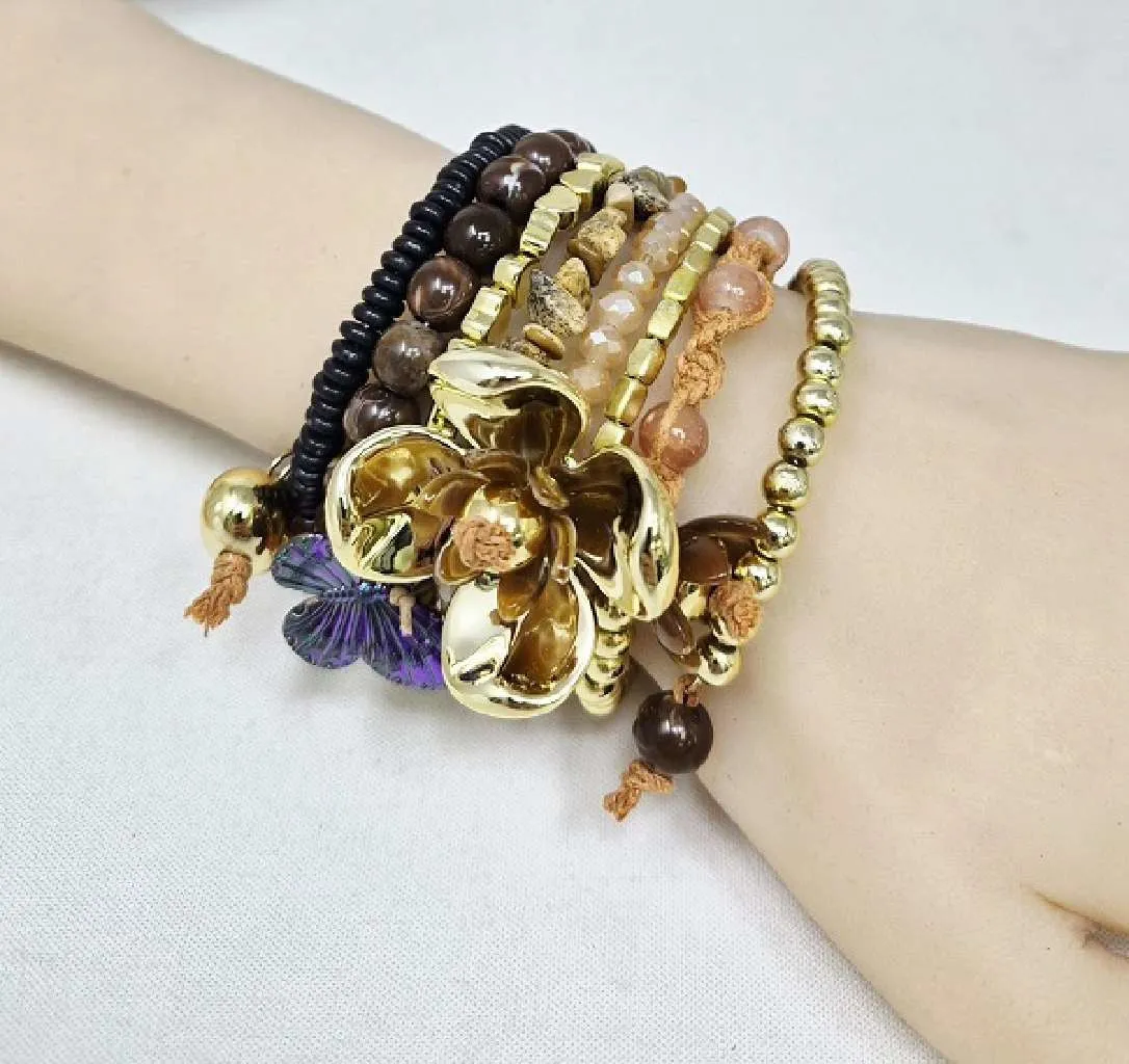 MULTICOLOR STRETCH BRACELET ( 10486 G ) sold by Oh My Jewelry