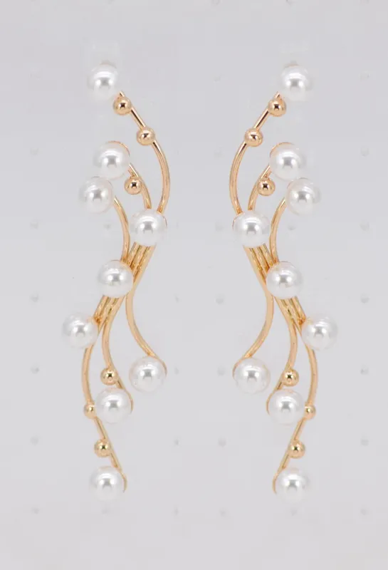 GOLD EARRINGS CREAM PEARLS ( 6972 GLCRM ) made by Fiesta