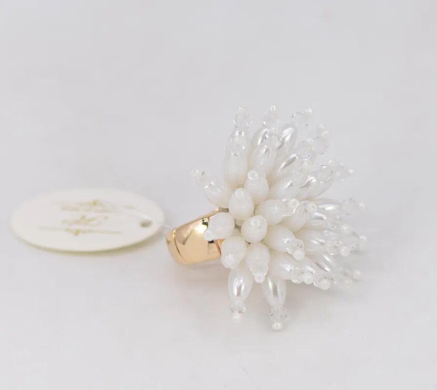 GOLD STRETCH RING ( 1149 GLWHT ) made by Fiesta