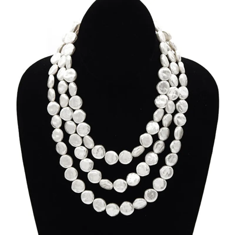 SILVER WHITE NECKLACE ( 3336 RDWHT ) made by Oh My Jewelry