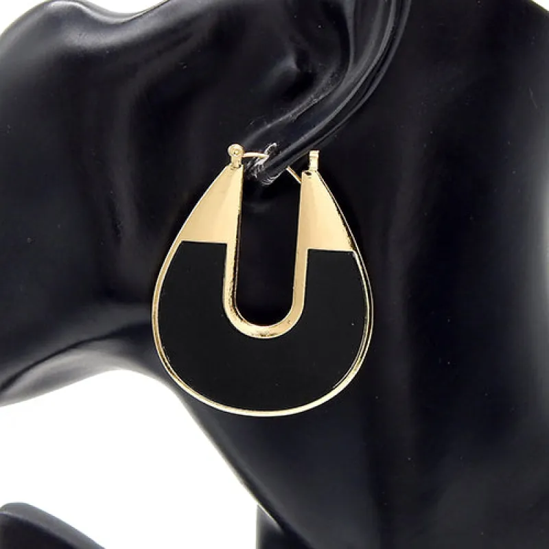 GOLD BLACK EARRINGS ( 3599 GDBLK ) made by Oh My Jewelry