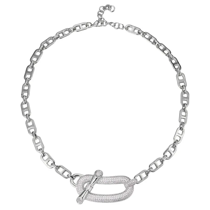 SILVER NECKLACE CZ STONES ( 10129 R ) made by Oh My Jewelry