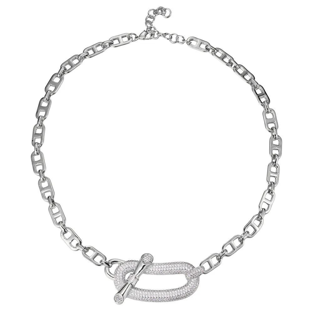 SILVER NECKLACE CZ STONES ( 10129 R ) sold by Oh My Jewelry