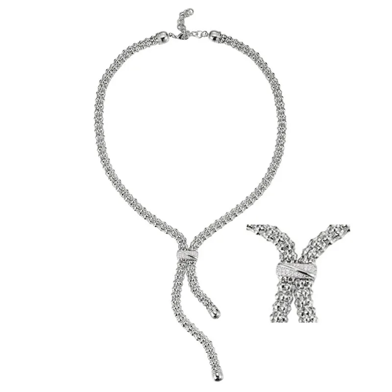 SILVER NECKLACE CLEAR CZ STONES ( 10127 R ) made by Oh My Jewelry