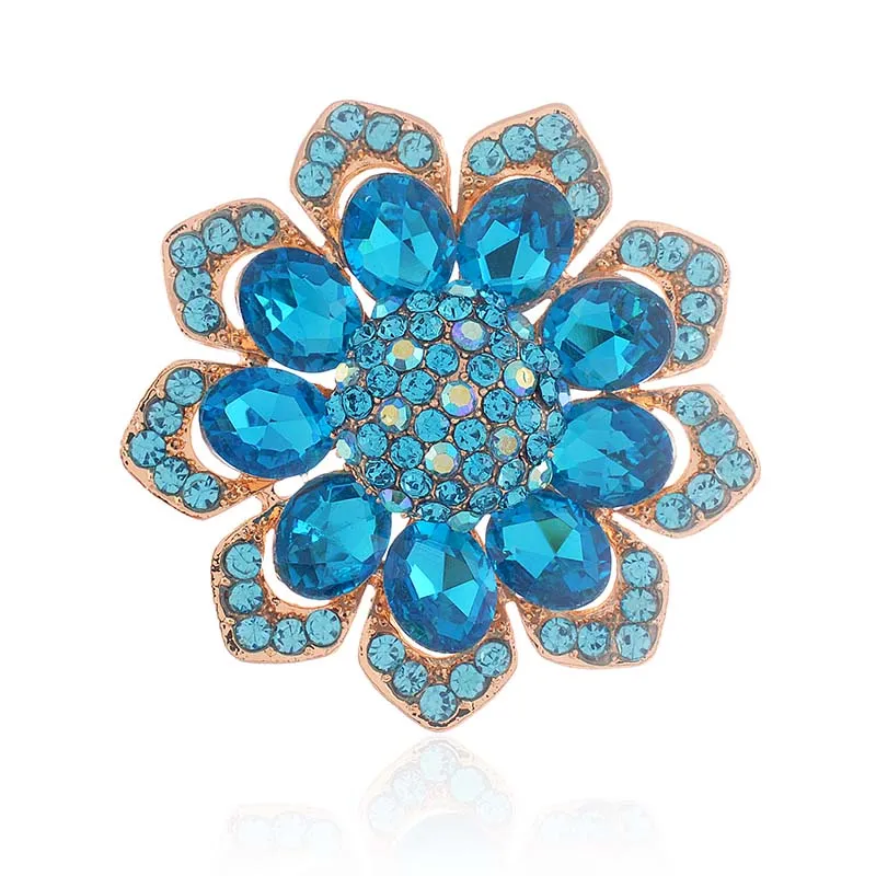 FLOWER BROOCH AQUA ( 1582 AQ ) sold by Oh My Jewelry