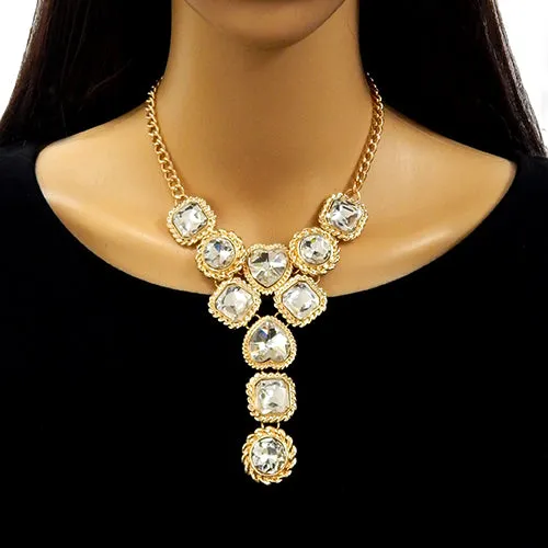RHINESTONE STATEMENT NECKLACE ( 3723 GDCLR ) sold by Oh My Jewelry
