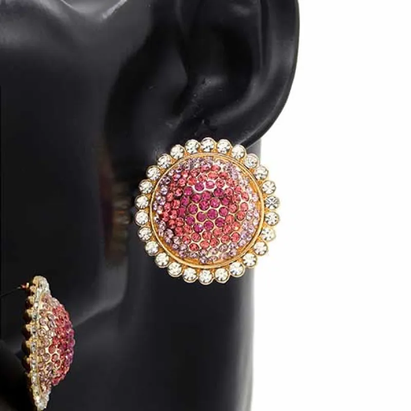 SUNFLOWER STUD EARRINGS ( 3372 GDPNK ) made by Oh My Jewelry