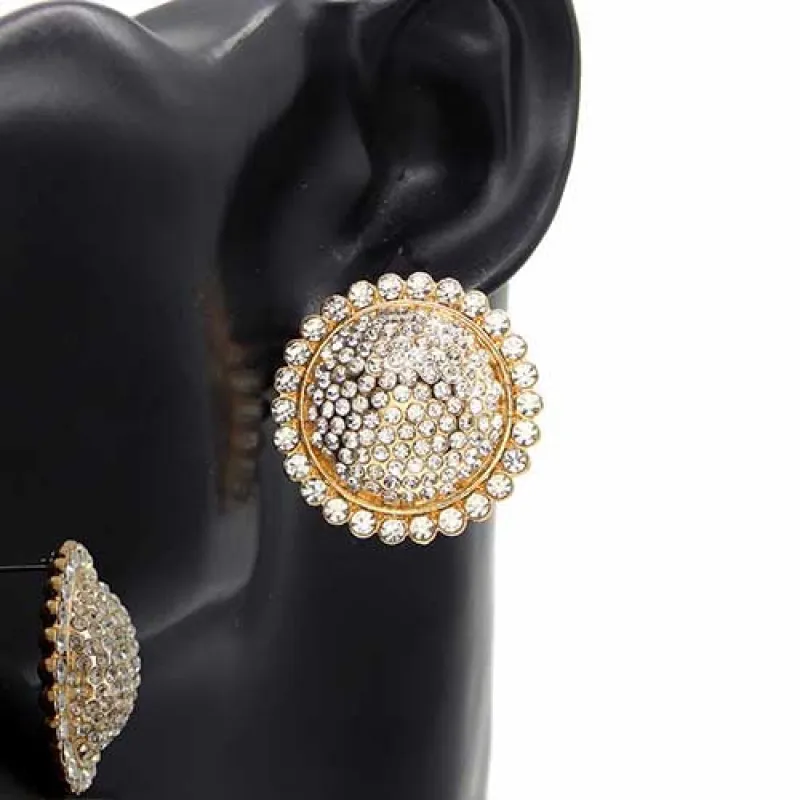 SUNFLOWER STUD EARRINGS ( 3372 GDCLR ) made by Oh My Jewelry