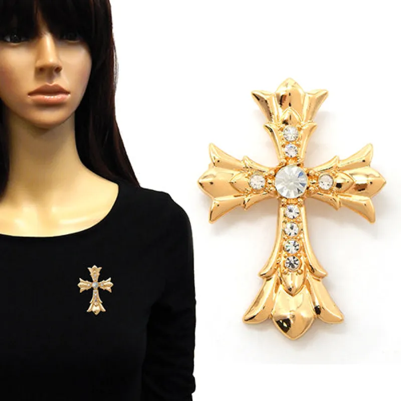 GOLD CROSS CLEAR STONES ( 2194 GDCLR ) made by Oh My Jewelry