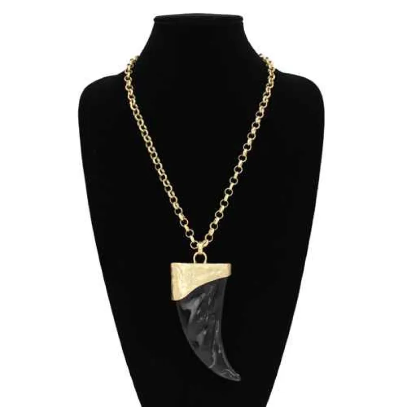GOLD BLACK NECKLACE ( 2280 GDBK ) made by Oh My Jewelry