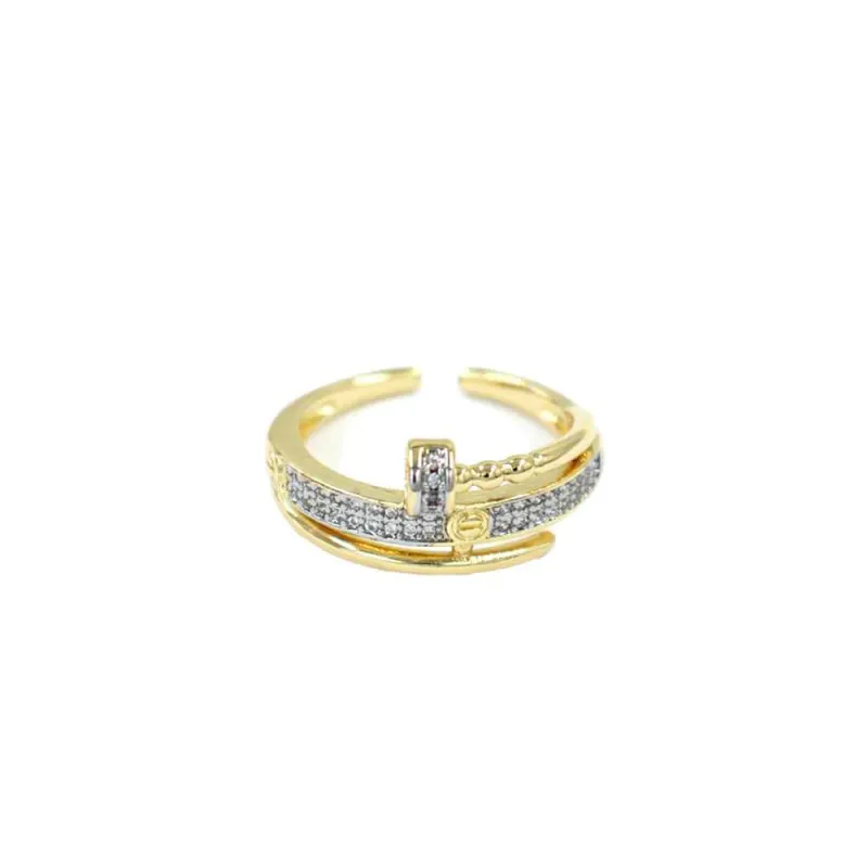 GOLD RING CLEAR STONES ( 2106 2TONE ) made by Oh My Jewelry