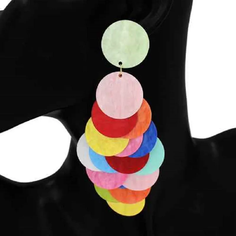 MULTICOLOR SHELL EARRINGS DISC ( 1111 MLT ) made by Oh My Jewelry