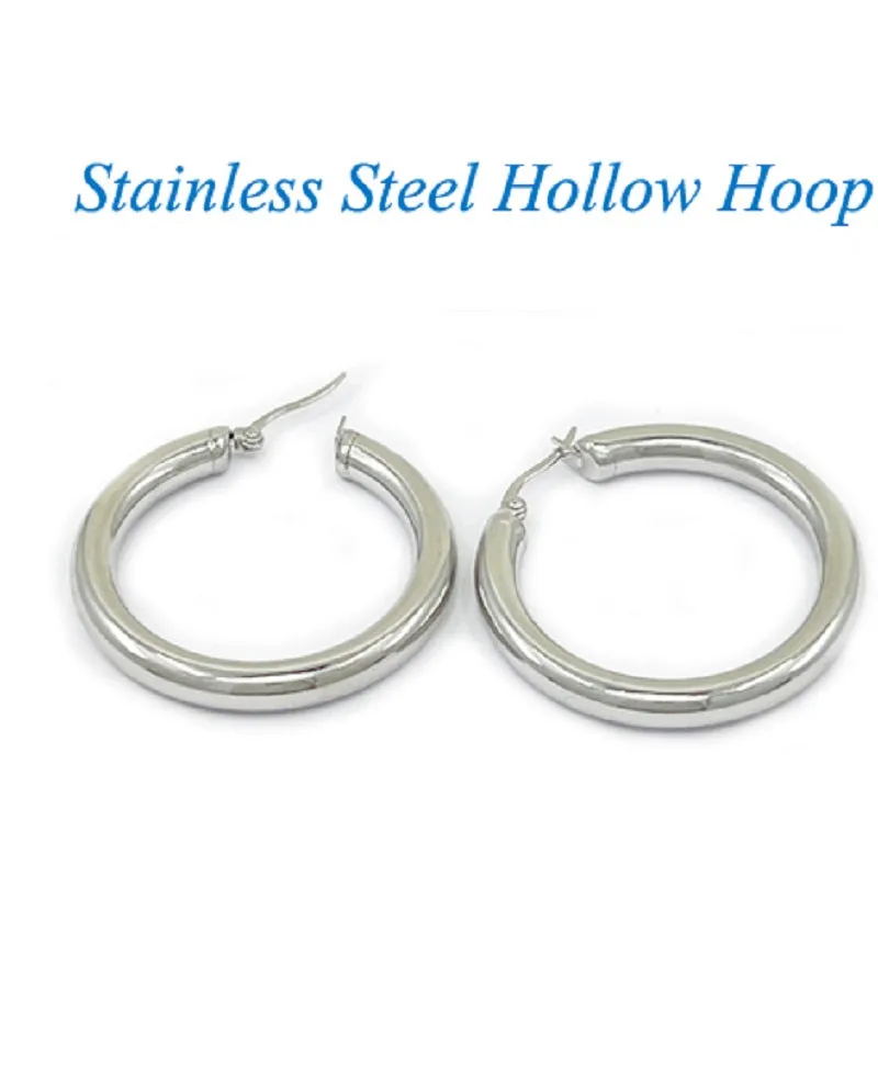 STAINLESS STEEL HOOP EARRINGS ( 253 R ) sold by Oh My Jewelry