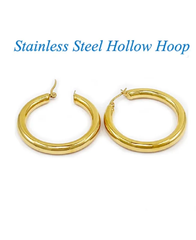 STAINLESS STEEL HOOP EARRINGS ( 253 G ) made by Oh My Jewelry
