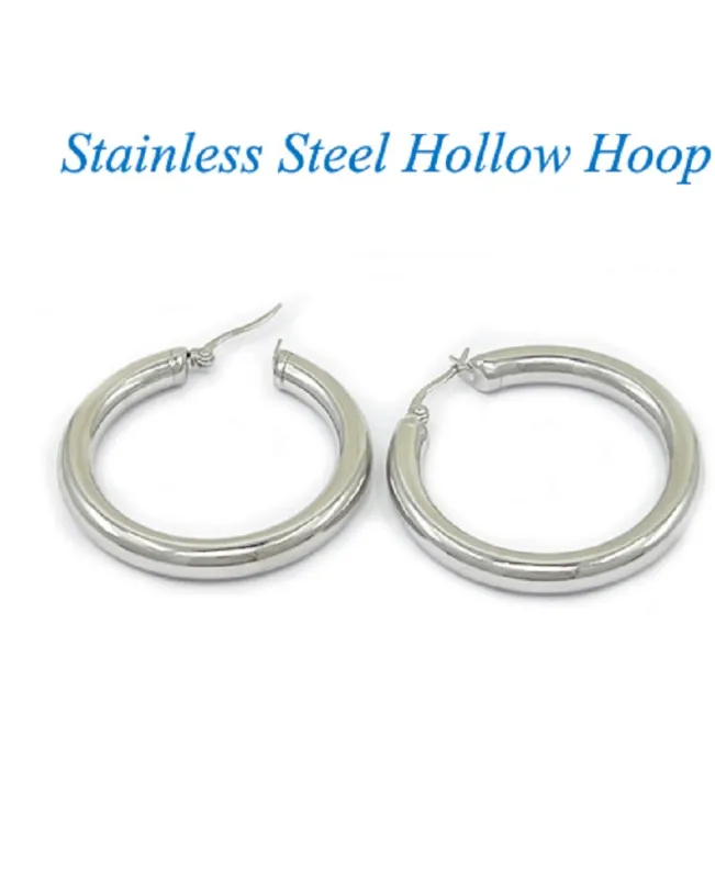 STAINLESS STEEL HOOP EARRINGS ( 251 R ) made by Oh My Jewelry