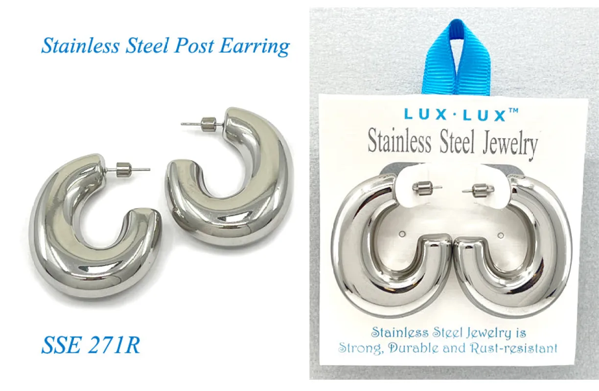 STAINLESS STEEL EARRINGS ( 271 R ) made by Oh My Jewelry
