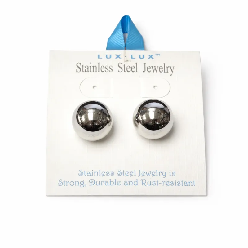 STAINLESS STEEL BALL EARRINGS ( 218R ) made by Oh My Jewelry