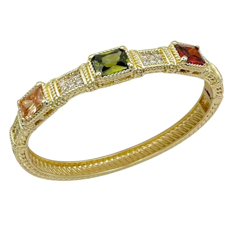 GOLD BANGLE MULTICOLOR STONES ( 1780 BGDM ) made by Oh My Jewelry