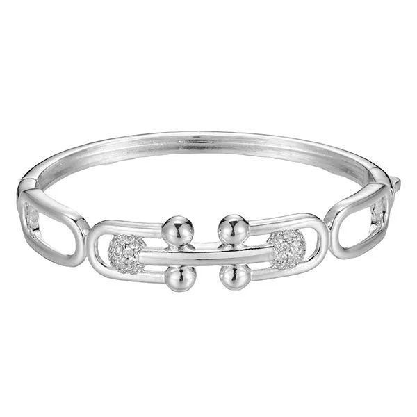SILVER BANGLE CLEAR CZ STONES ( 10089 R ) sold by Oh My Jewelry
