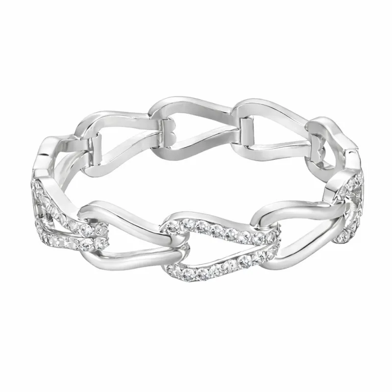SILVER BANGLE CLEAR CZ STONES ( 9856 R ) made by Oh My Jewelry