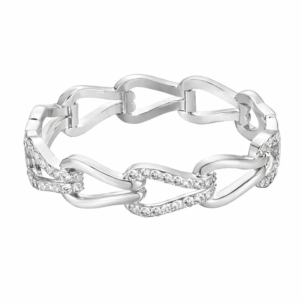 SILVER BANGLE CLEAR CZ STONES ( 9856 R ) sold by Oh My Jewelry