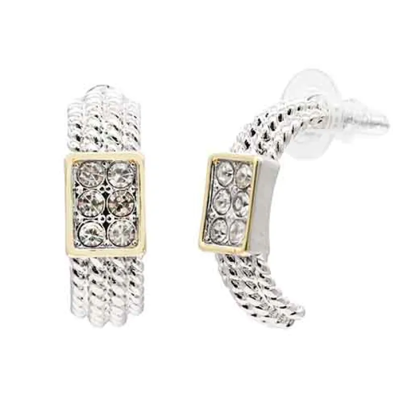 14K GOLD PLATED EARRINGS CLEAR CZ STONES ( 456 2T ) made by Oh My Jewelry