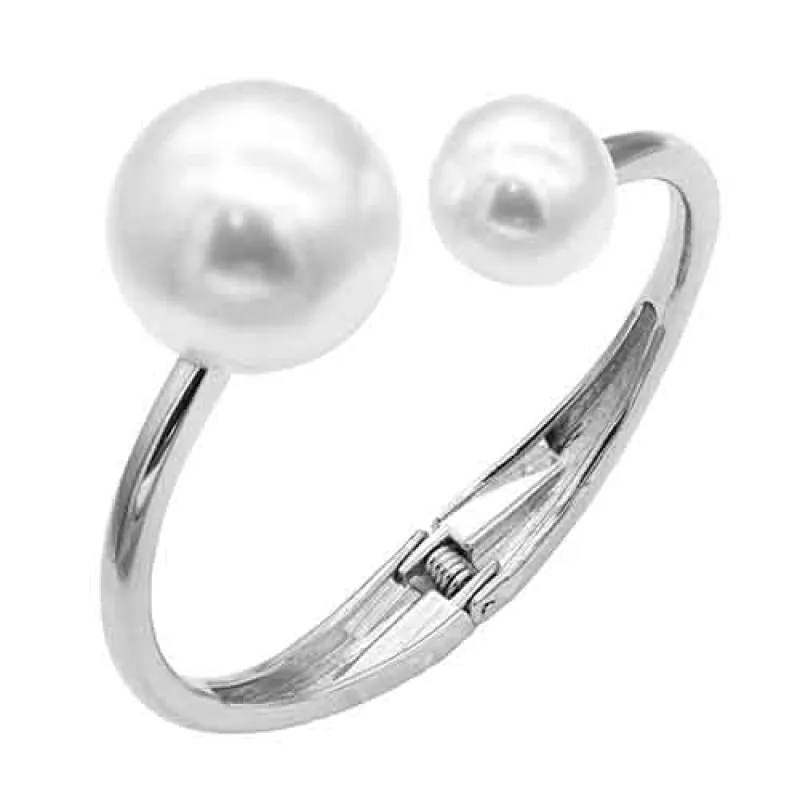 SILVER HINGE BANGLE BRACELET ( 5579 SV ) made by Oh My Jewelry