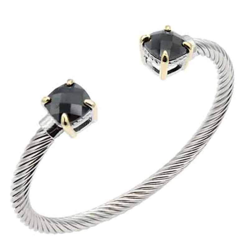 SILVER GOLD CUFF BANGLE ( 720 BK ) made by Oh My Jewelry