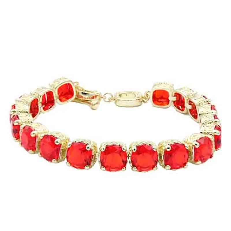 14K GOLD PLATED BRACELET CZ STONES ( 8013 GDRD ) made by Oh My Jewelry